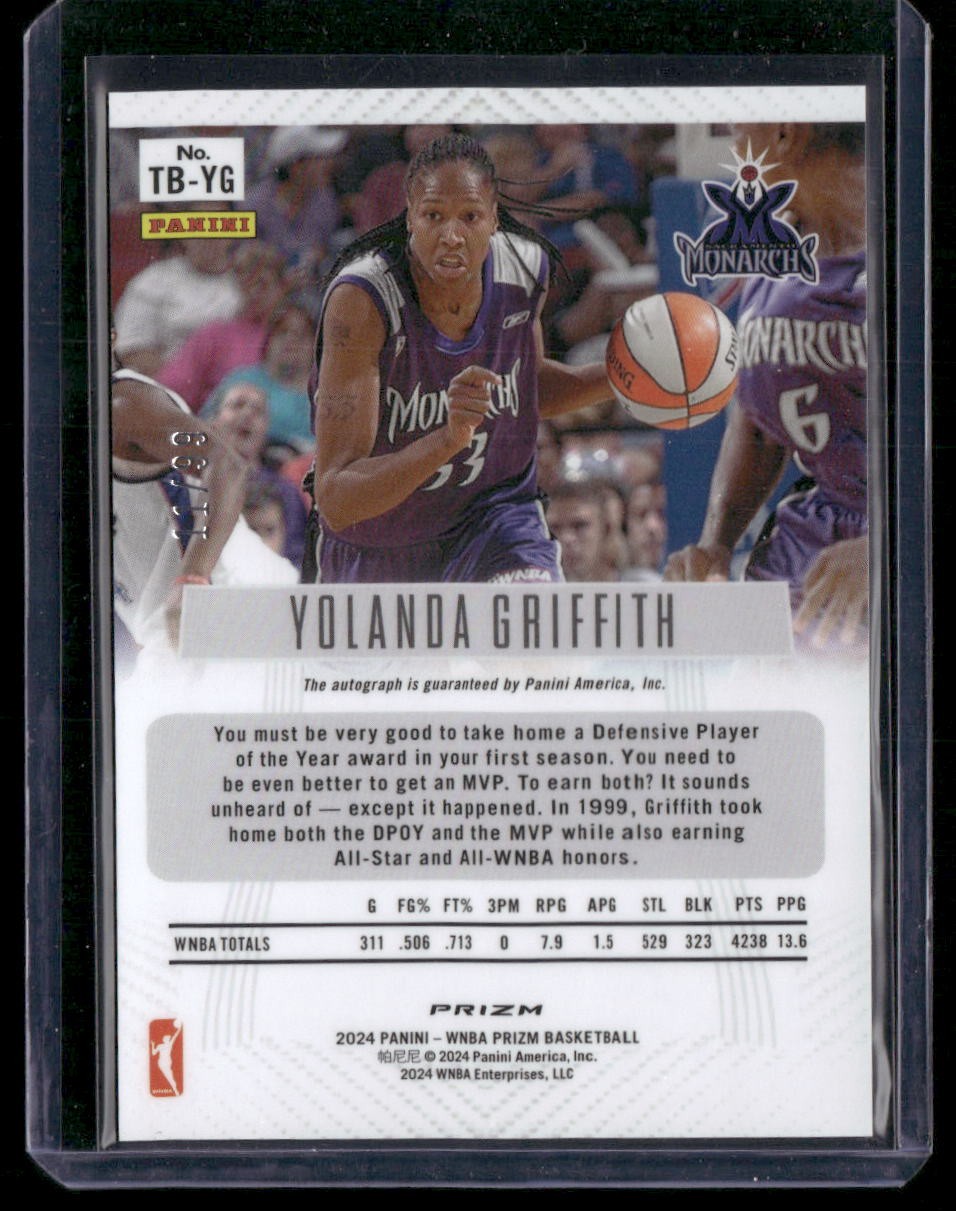 2024 Panini Prizm WNBA Yolanda Griffith Throwback Signatures Prizms Red #/99