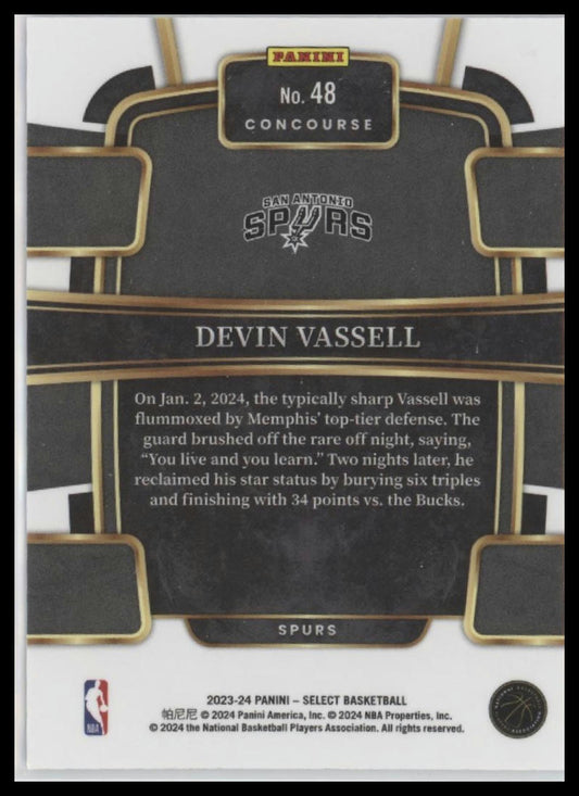 2023-24 Panini Select #48 Devin Vassell Blue (Retail Base)