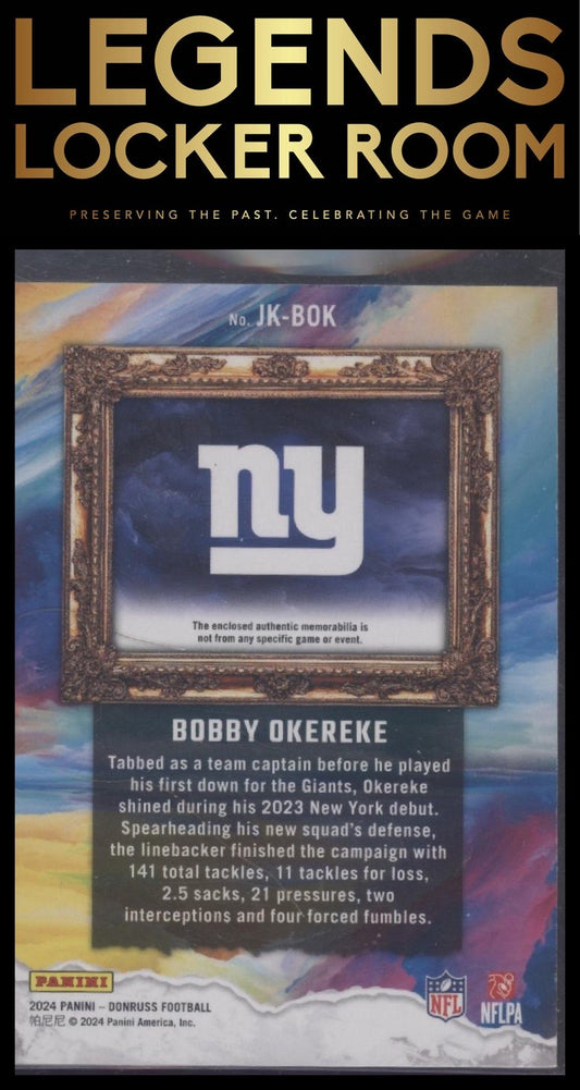 2024 Donruss #JK-BOK Bobby Okereke Jersey Kings #/425
