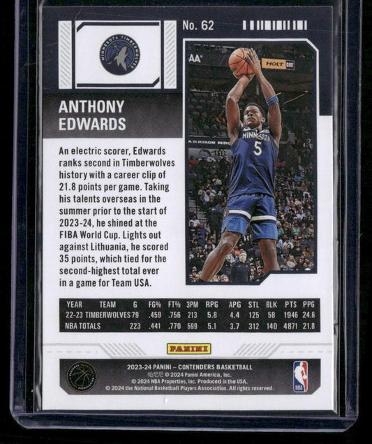 2023-24 Panini Contenders #62 Anthony Edwards Season Ticket Retail