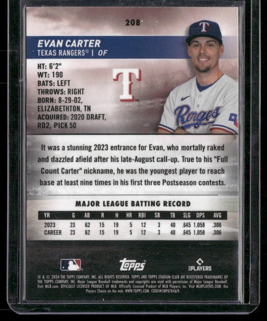 2024 Stadium Club #208 Evan Carter