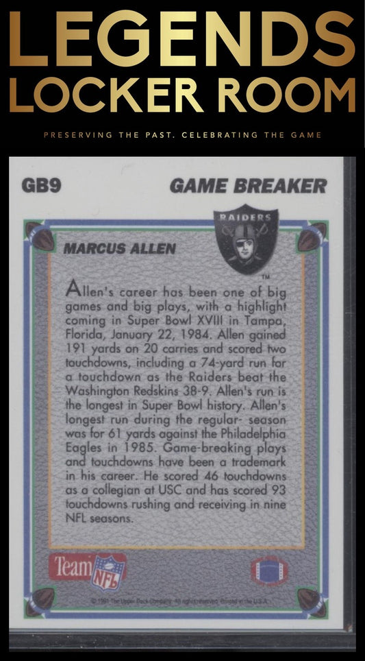 1991 Upper Deck #GB9 Marcus Allen Game Breakers