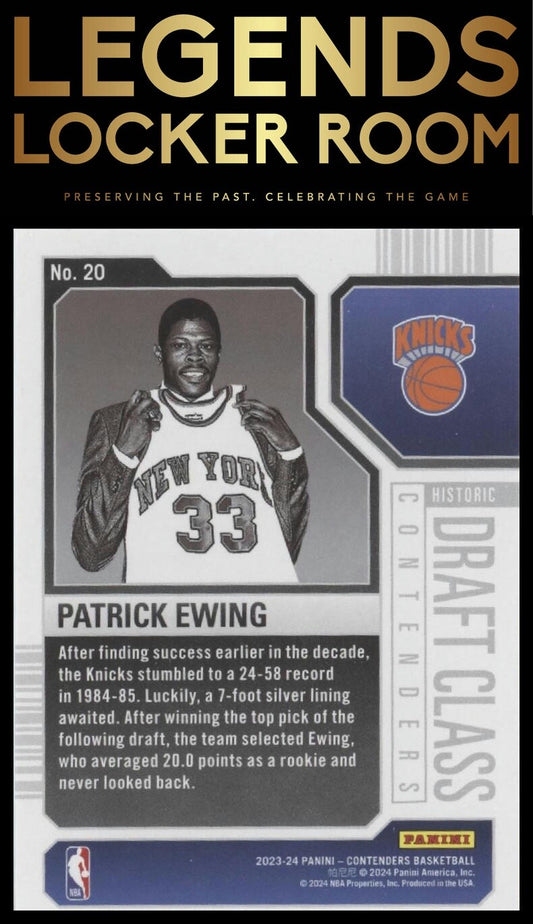 2023-24 Panini Contenders #20 Patrick Ewing Historic Draft Class Contenders