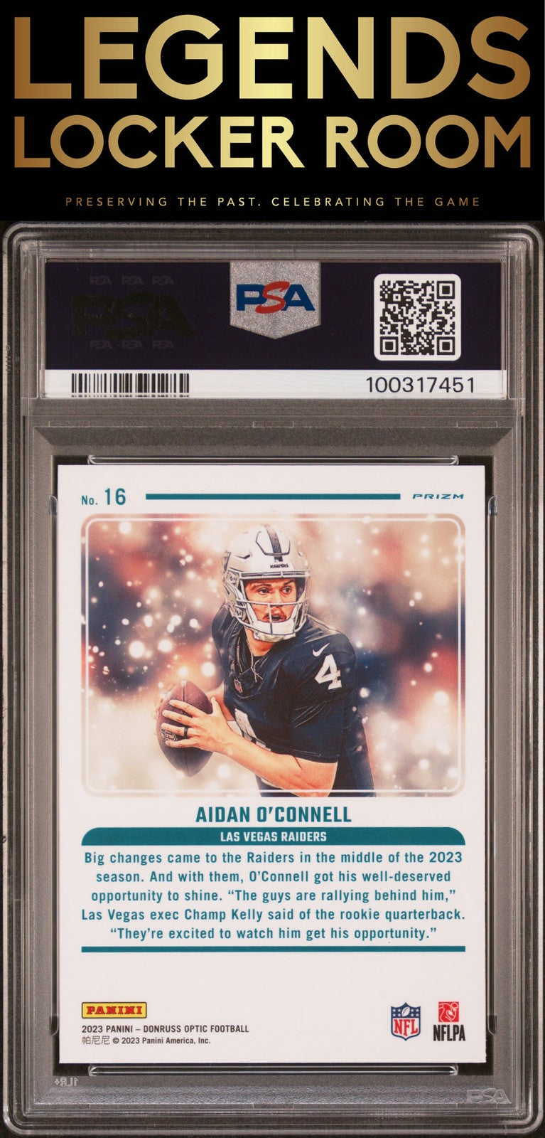 2023 Panini Donruss Optic Mythical #16 Aidan O'Connell PSA 10