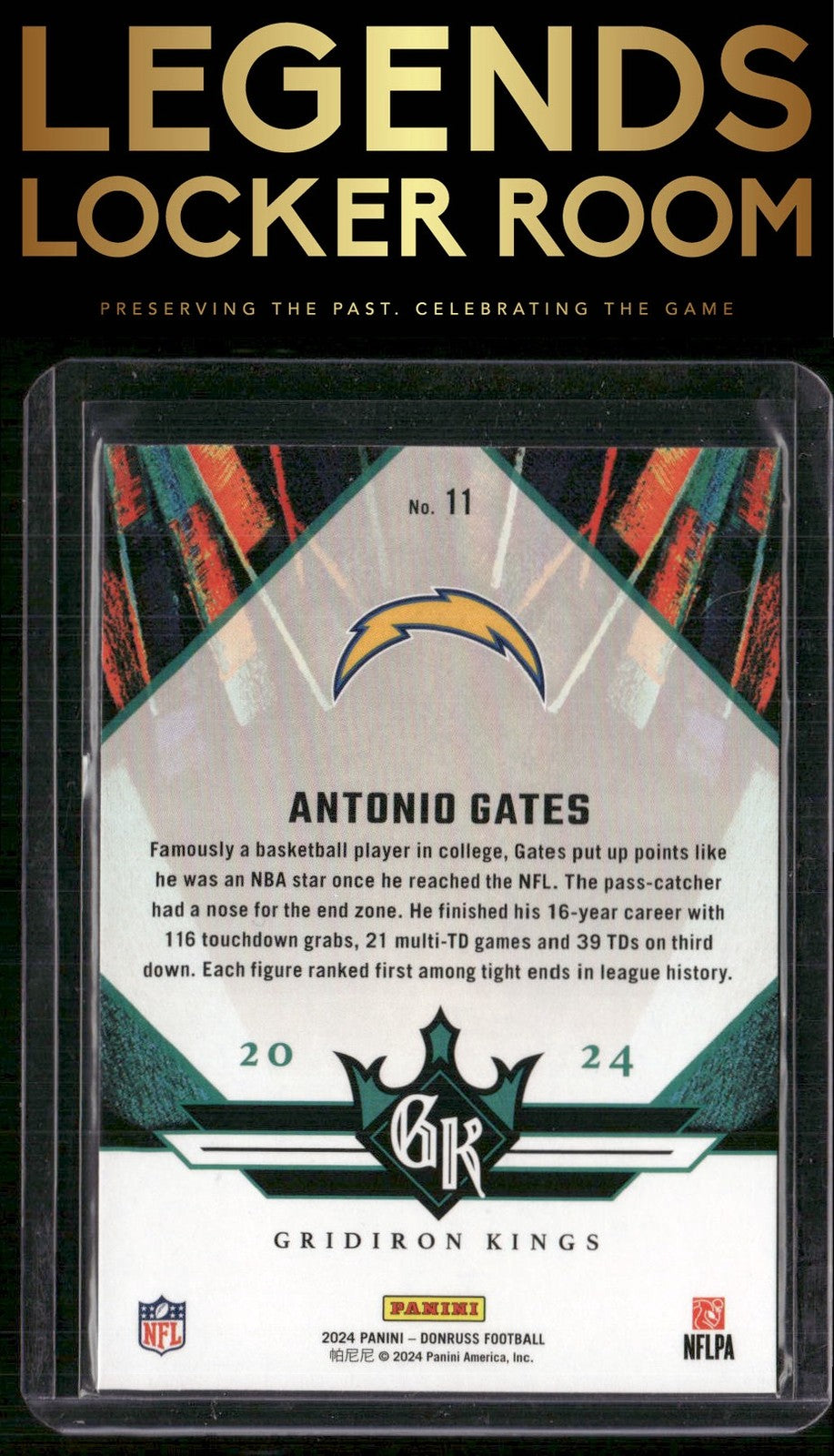 2024 Donruss #11 Antonio Gates All-Time Gridiron Kings
