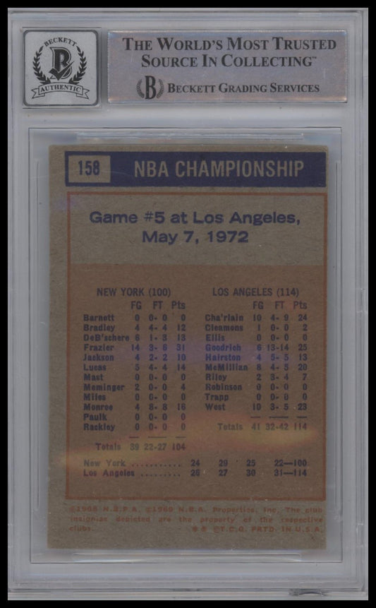 1972-73 Topps #158 Playoffs G5/Jerry West Auto BGS 10