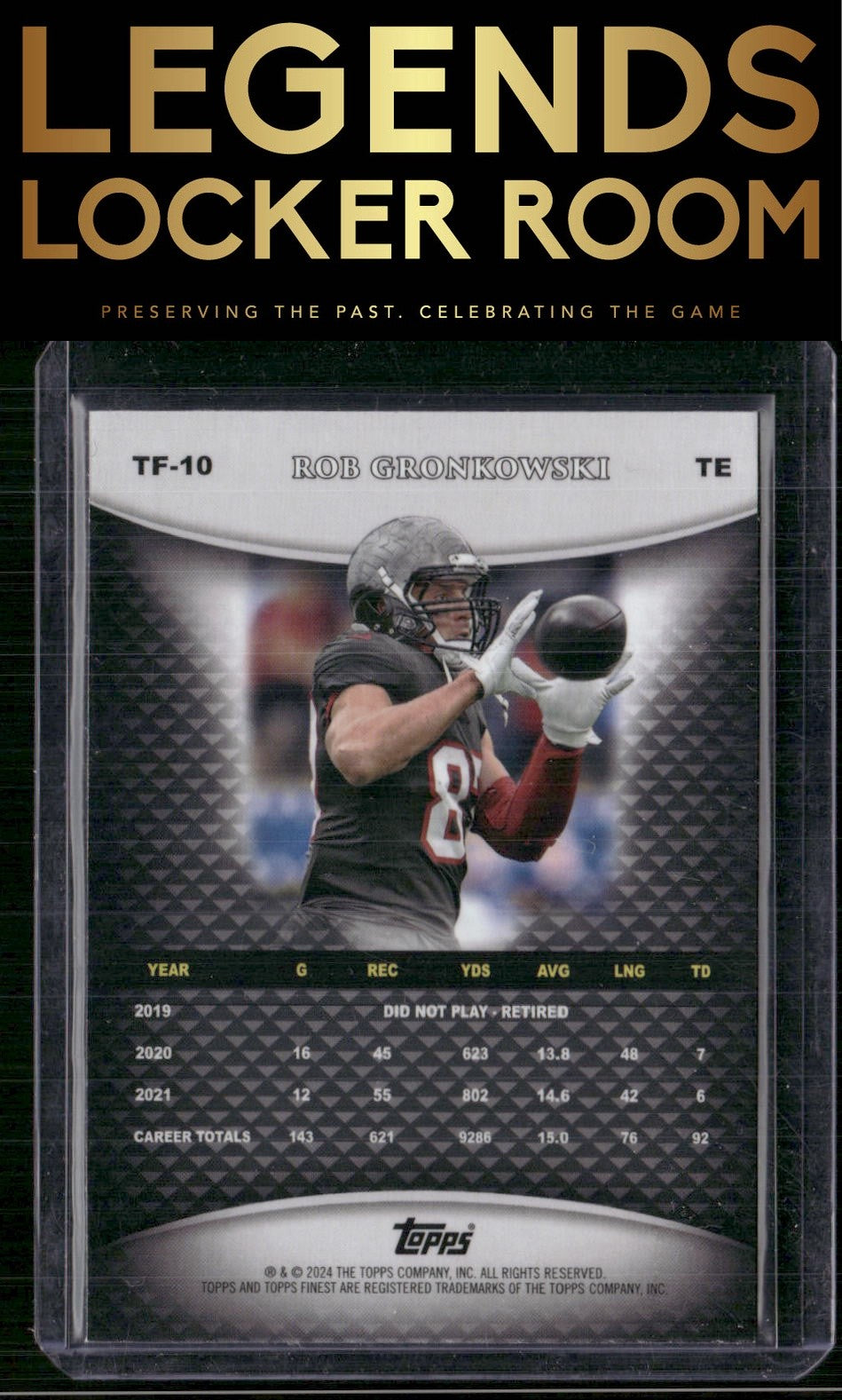 2024 Finest #TF-10 Rob Gronkowski Team Finest Sky Blue Refractor #/150