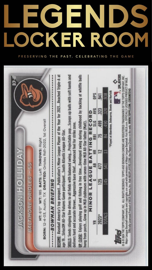 2024 Bowman #BCP-47 Jackson Holliday Chrome Prospects