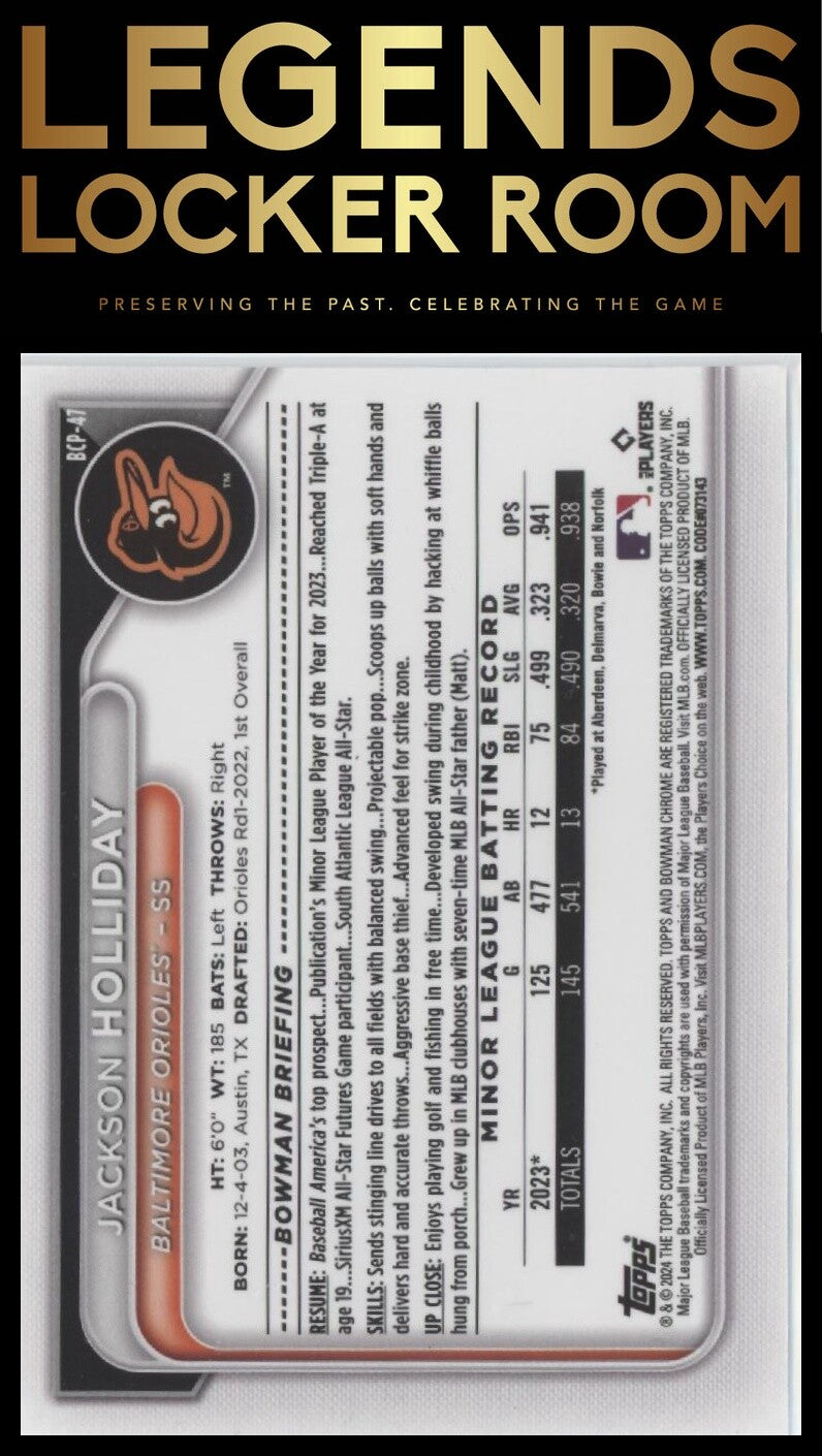 2024 Bowman #BCP-47 Jackson Holliday Chrome Prospects