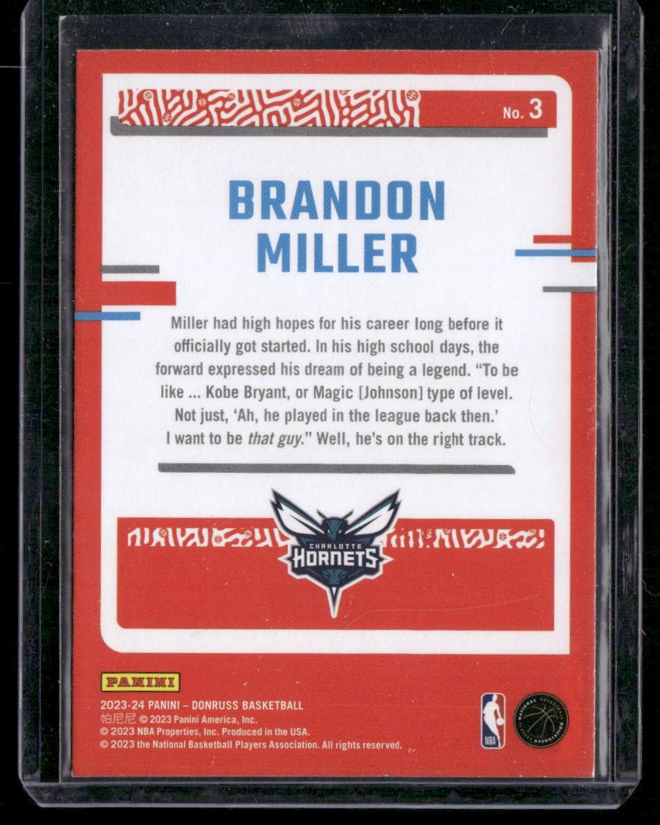 2023-24 Donruss #3 Brandon Miller The Rookies
