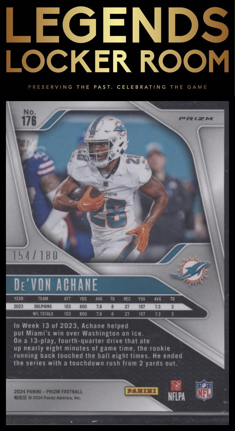 2024 Panini Prizm #176 De'Von Achane Hyper #/180