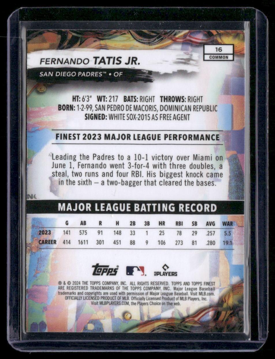 2024 Finest #16 Fernando Tatis Jr. Checkerboard Refractors
