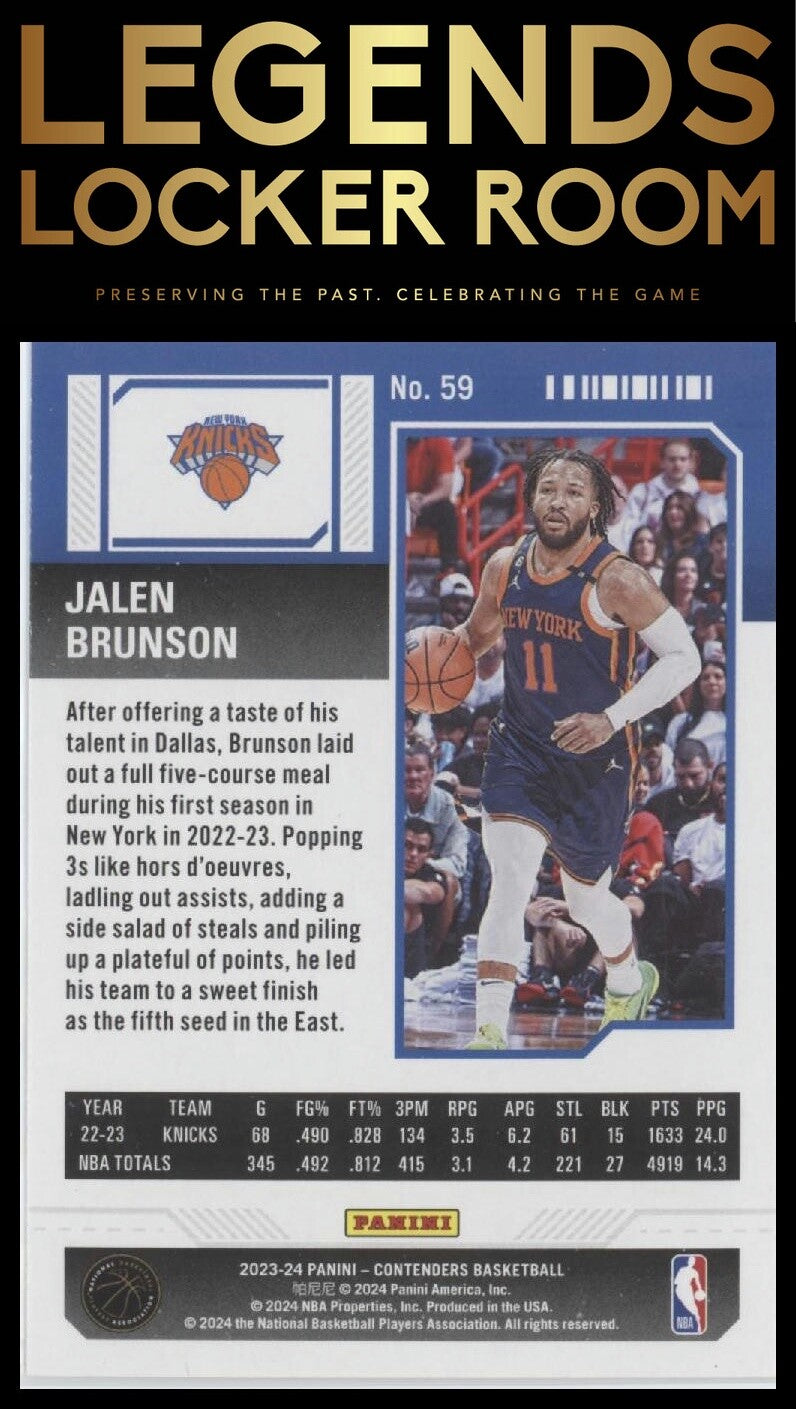2023-24 Panini Contenders #59 Jalen Brunson Season Ticket Retail