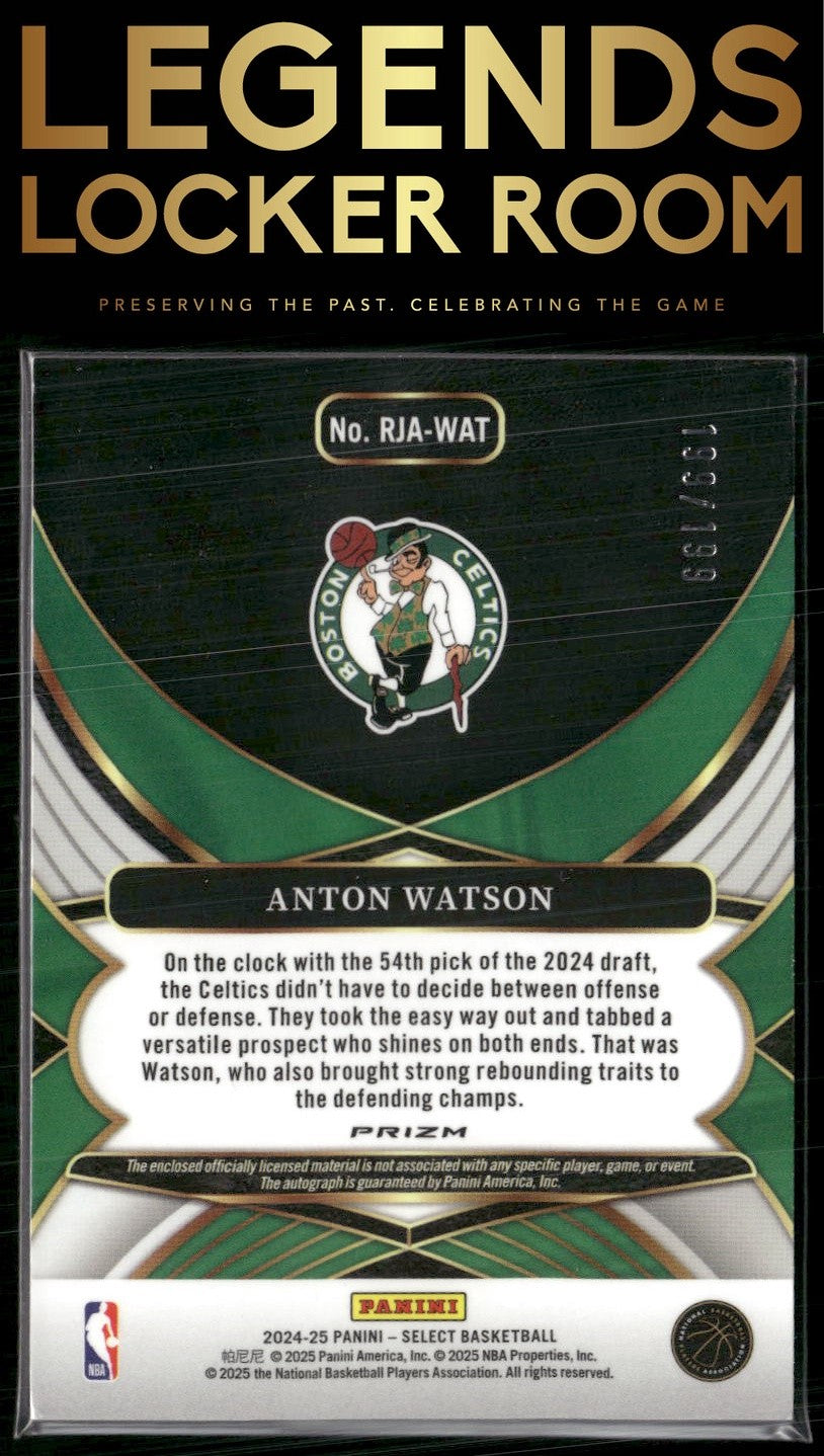 2024-25 Panini Select #RJA-WAT Anton Watson Rookie Jersey Autographs #/199