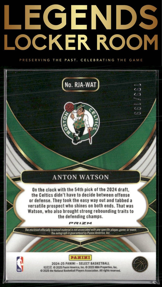 2024-25 Panini Select #RJA-WAT Anton Watson Rookie Jersey Autographs #/199