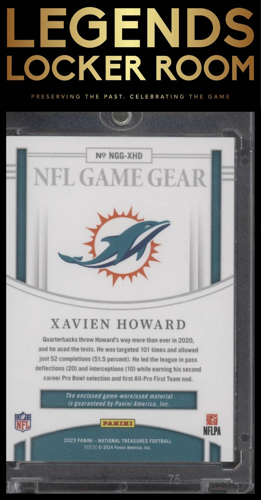 2023 Panini National Treasures Xavien Howard NFL Game Gear Prime Holo #/25
