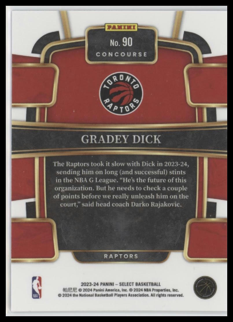 2023-24 Panini Select #90 Gradey Dick Blue (Retail Base)