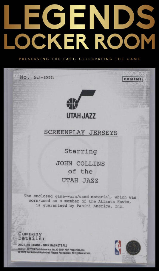 2023-24 Panini Noir #SJ-COL John Collins Screenplay Jerseys #/99