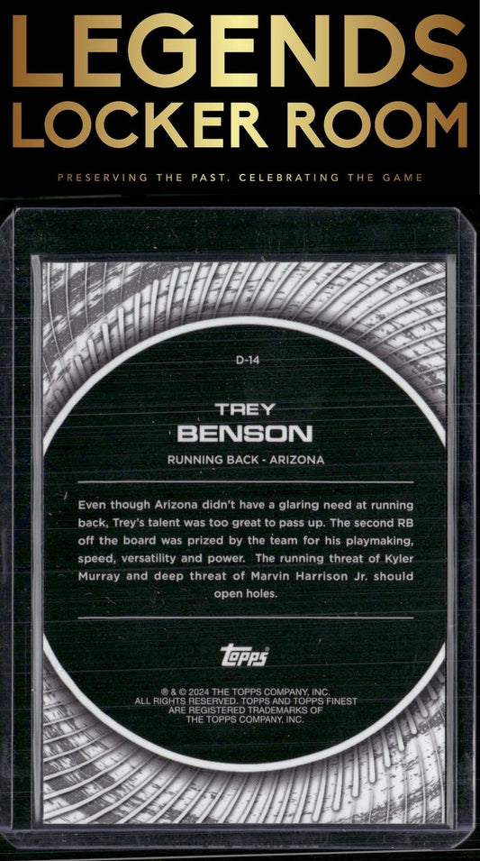 2024 Finest #D-14 Trey Benson Debut Blue Refractor #/99