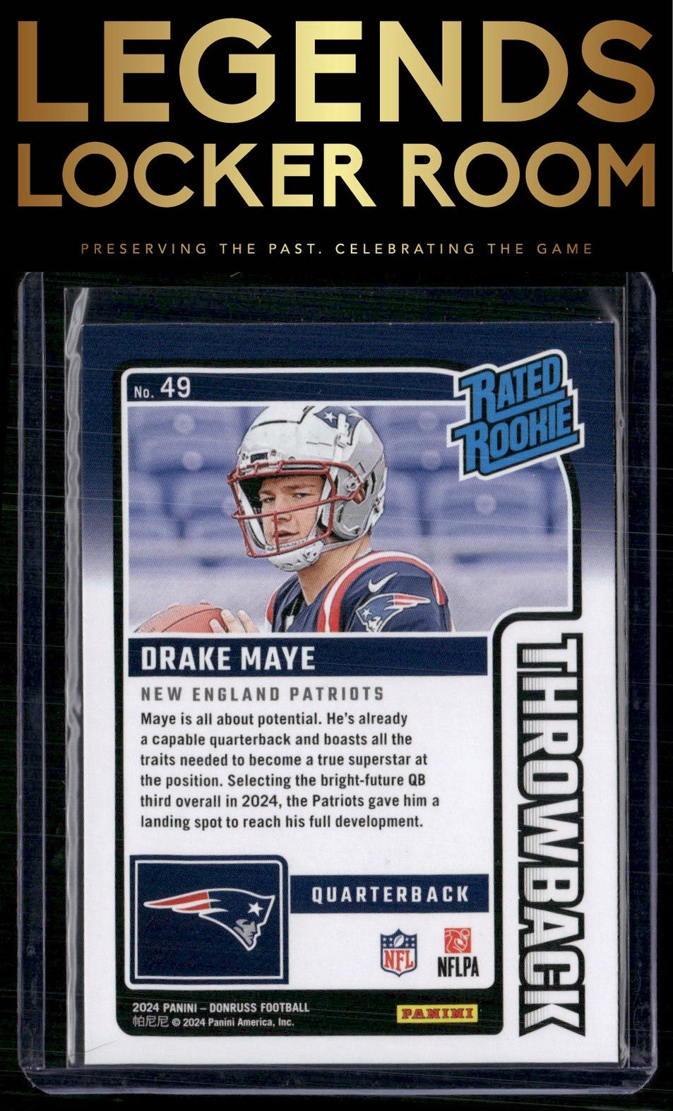 2024 Donruss #49 Drake Maye Rated Rookies Throwback