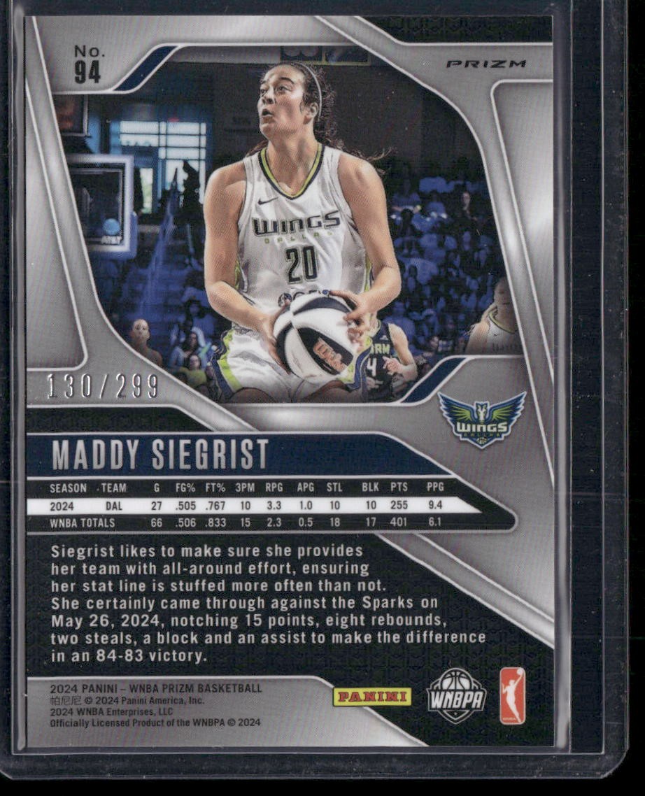2024 Panini Prizm WNBA #94 Maddy Siegrist Red Prizms #/299