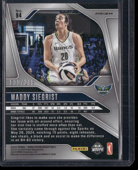 2024 Panini Prizm WNBA #94 Maddy Siegrist Red Prizms #/299