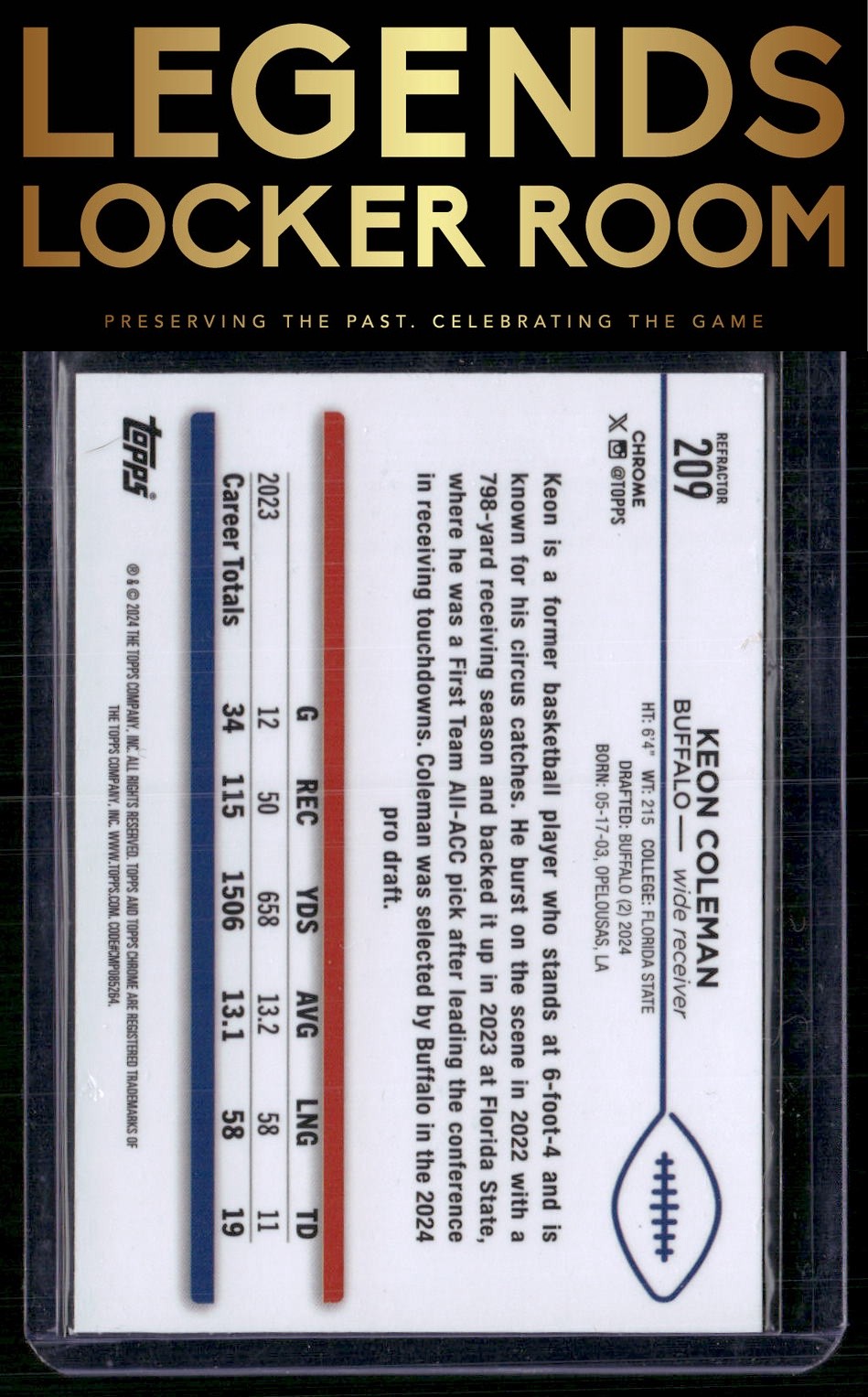 2024 Topps Chrome #209 Keon Coleman Refractor