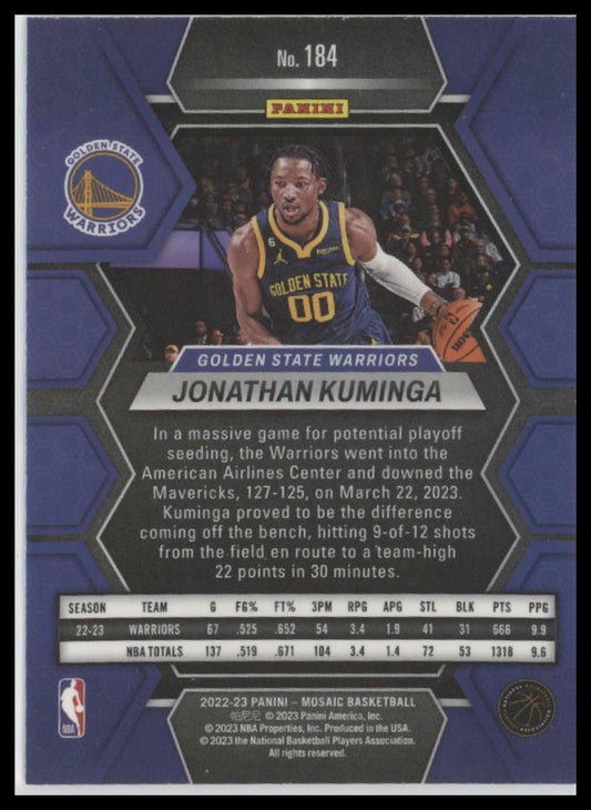 2022-23 Panini Mosaic #184 Jonathan Kuminga