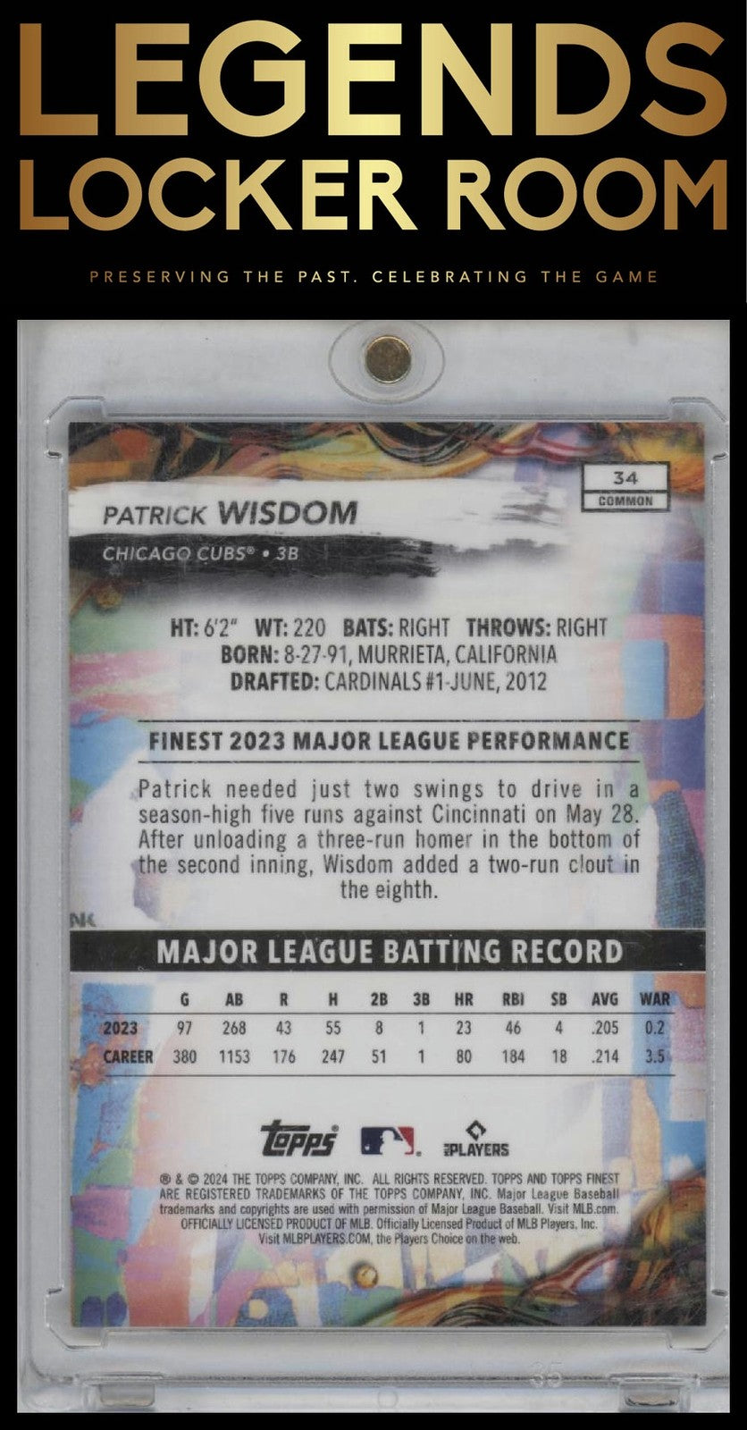 2024 Finest #34 Patrick Wisdom Sky Blue Refractors #/325