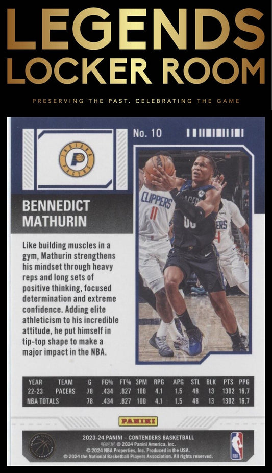 2023-24 Panini Contenders #10 Bennedict Mathurin Season Ticket Retail