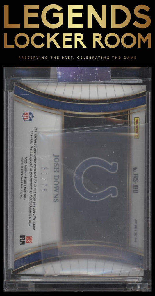 2023 Panini Select Josh Downs Jumbo Rookie Auto Swatches White Prizm /75