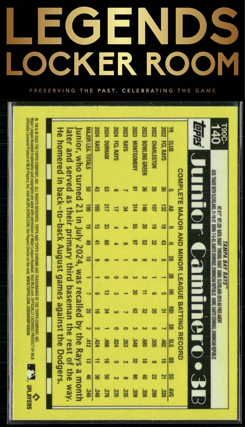 2025 Topps Junior Caminero 1990 Topps Baseball 35th Anniversary Chrome Mojo