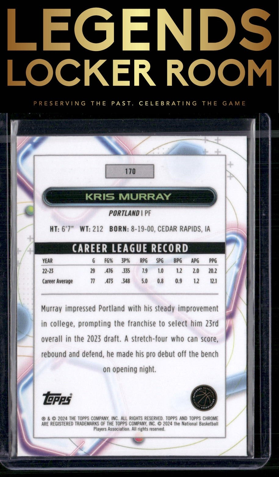 2023-24 Topps Chrome Cosmic #170 Kris Murray