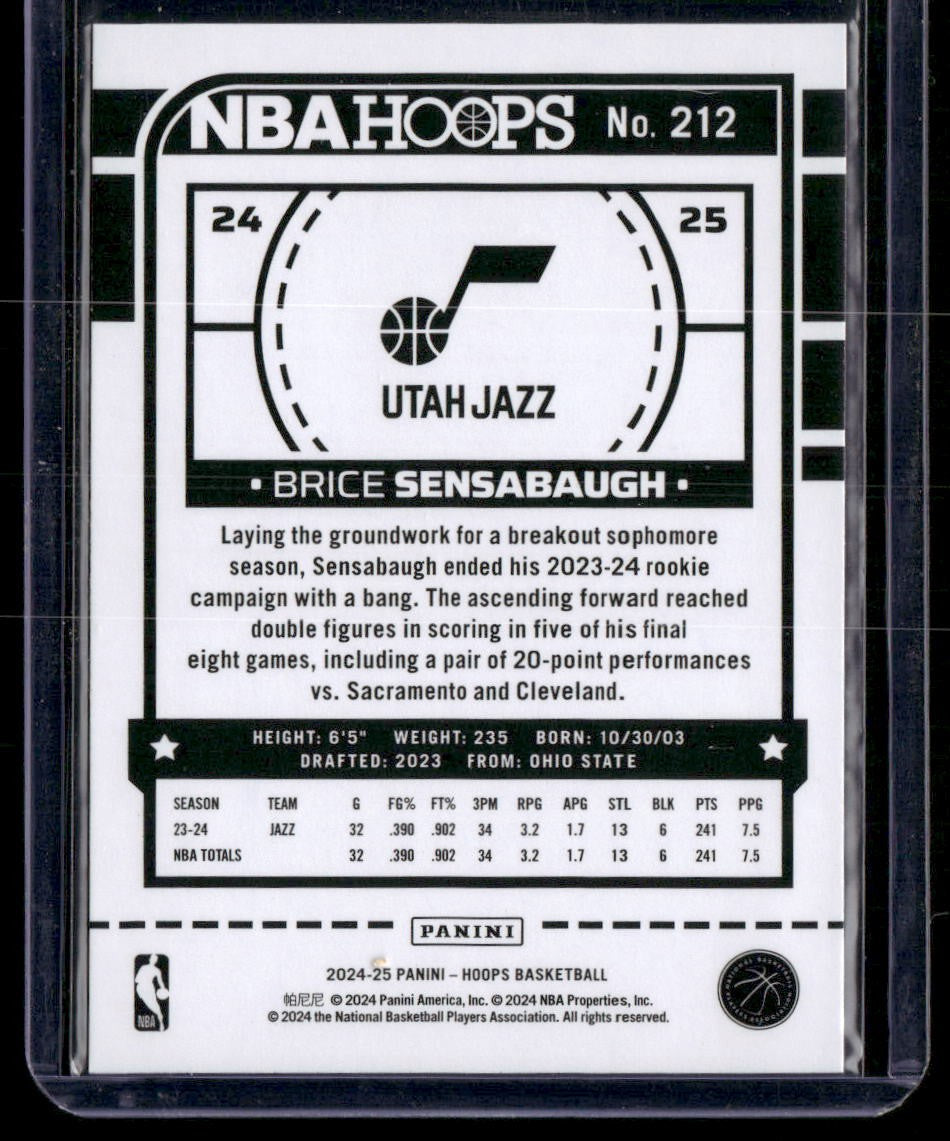 2024-25 Hoops #212 Brice Sensabaugh