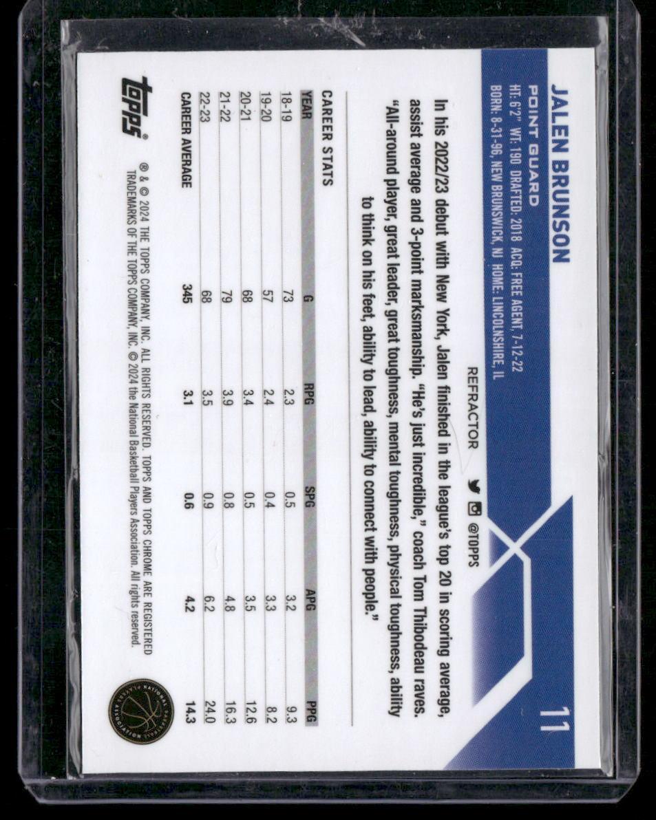 2023-24 Topps Chrome #11 Jalen Brunson Refractors