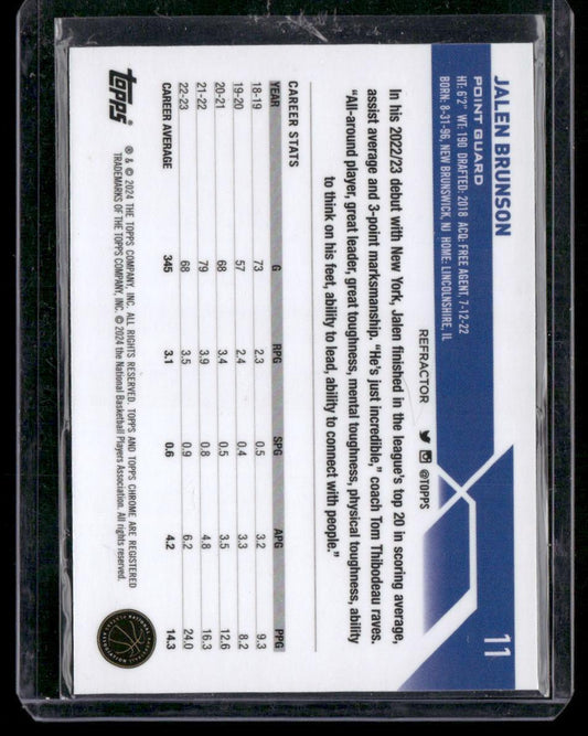 2023-24 Topps Chrome #11 Jalen Brunson Refractors