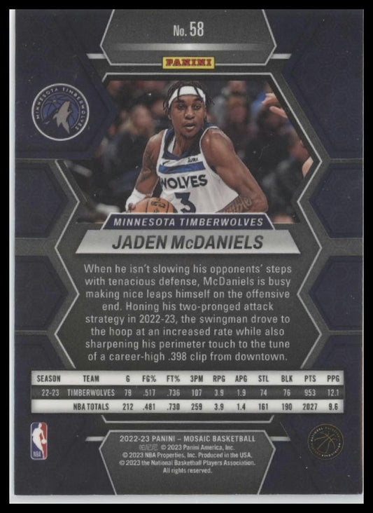 2022-23 Panini Mosaic #58 Jaden McDaniels