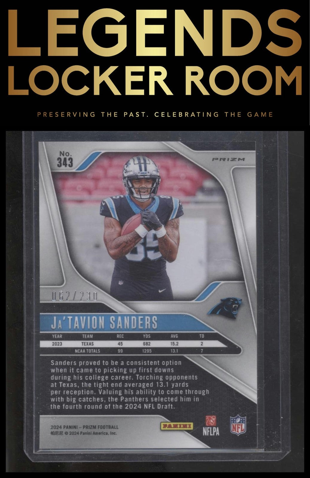 2024 Panini Prizm #343 Ja'Tavion Sanders Blue Wave #/230