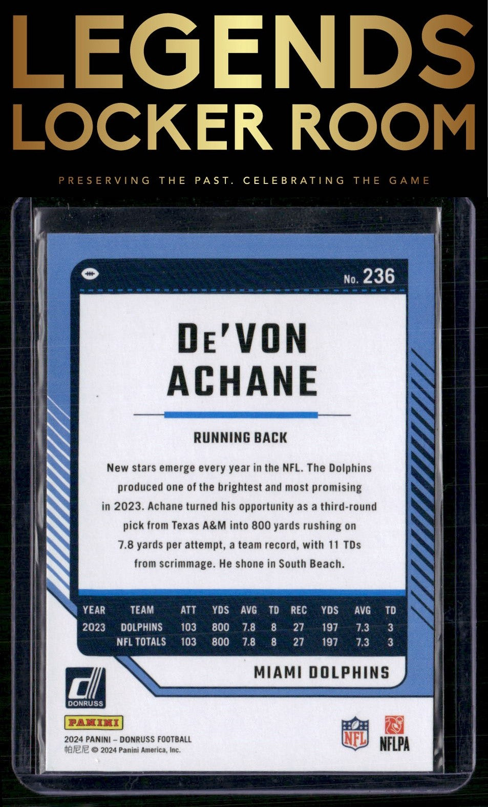 2024 Donruss #236 De'Von Achane