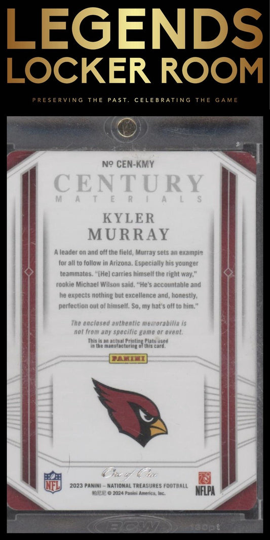 2023 National Treasures Kyler Murray Century Materials Printing Plate 1/1