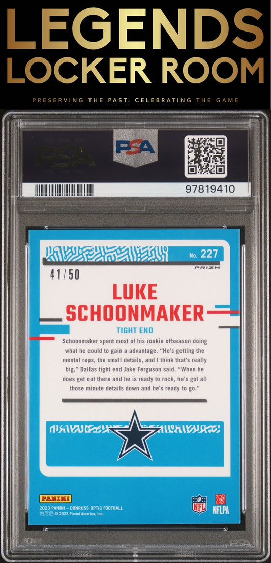2023 Panini Donruss Optic #227 Luke Schoonmaker Purple PSA 9