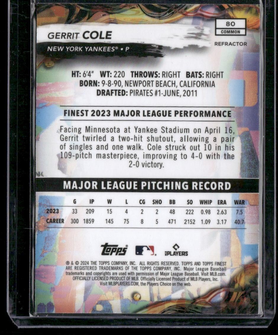 2024 Finest #80 Gerrit Cole Refractor