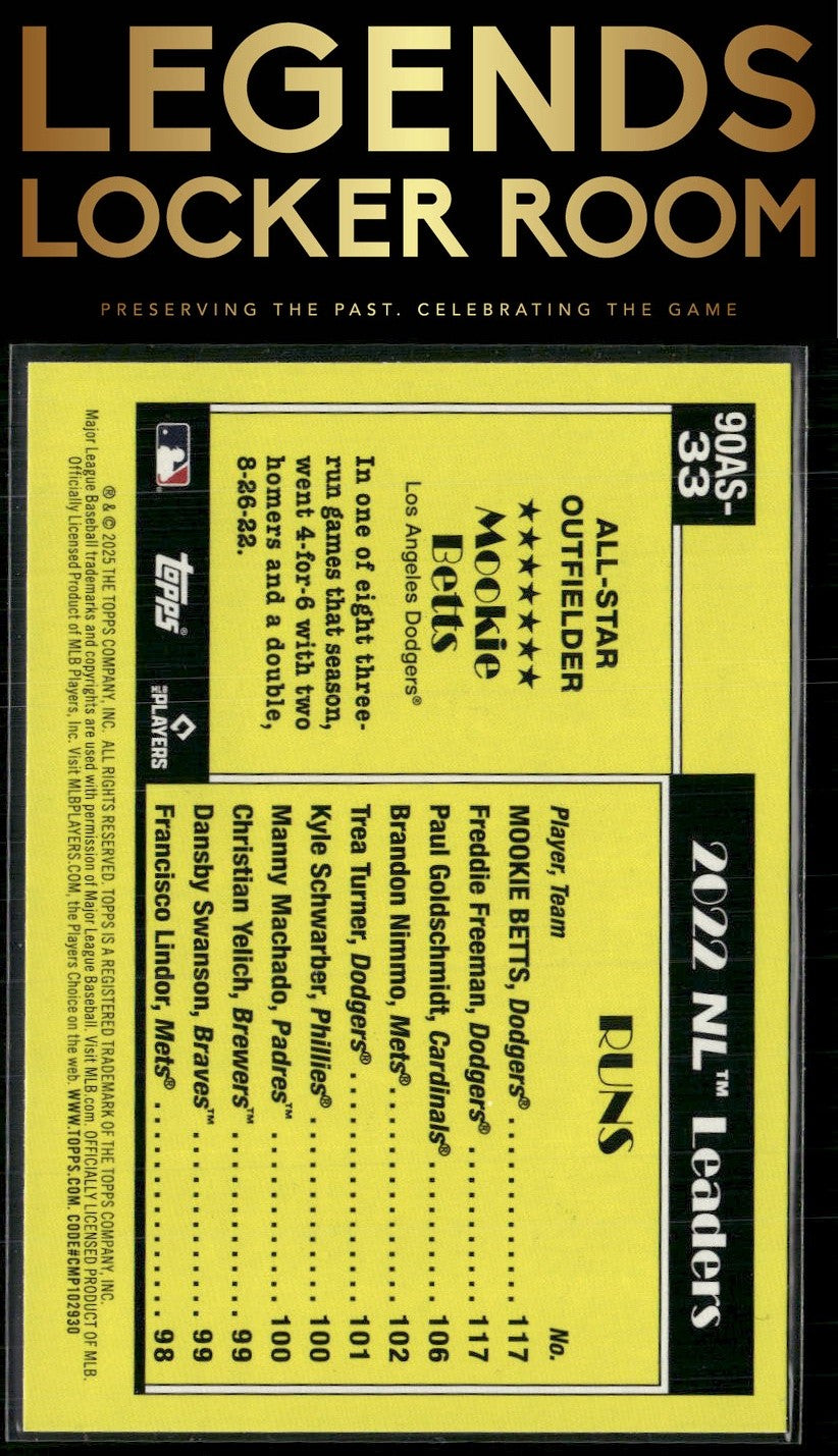 2025 Topps #90AS-33b Mookie Betts 1990 Topps Baseball 35th Anniversary All-Stars