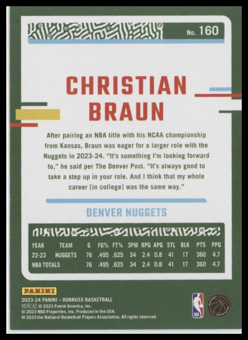 2023-24 Donruss #160 Christian Braun