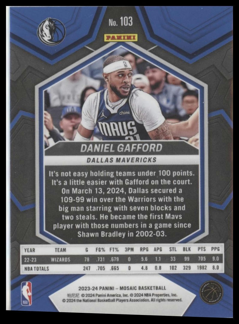 2023-24 Panini Mosaic #103 Daniel Gafford