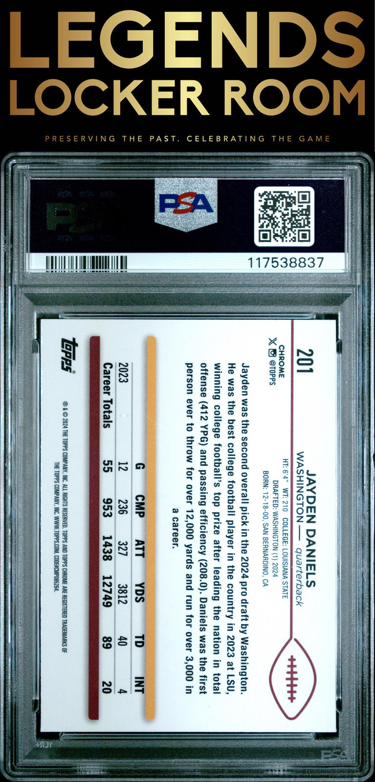2024 Topps Chrome #201 Jayden Daniels PSA 9