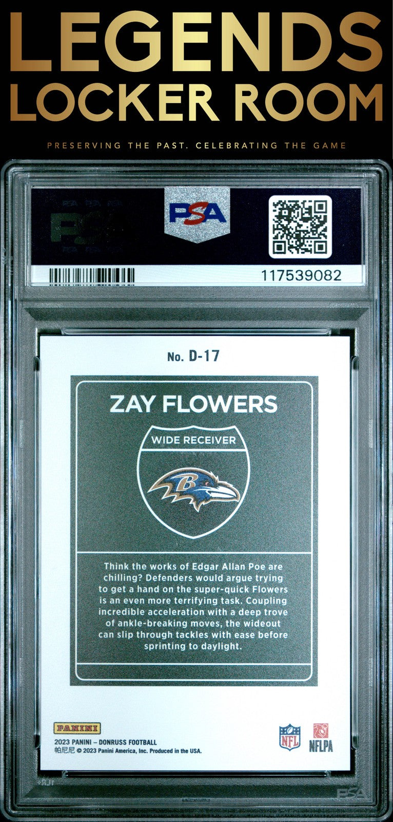 2023 Panini Donruss Downtown! #D17 Zay Flowers PSA 9