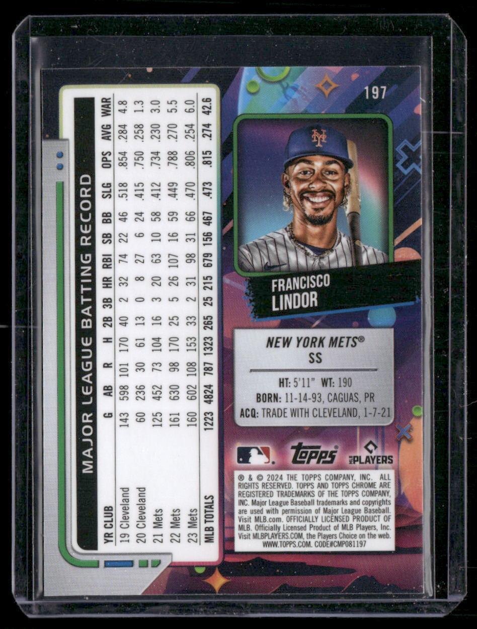 2024 Topps Chrome Cosmic #197 Francisco Lindor
