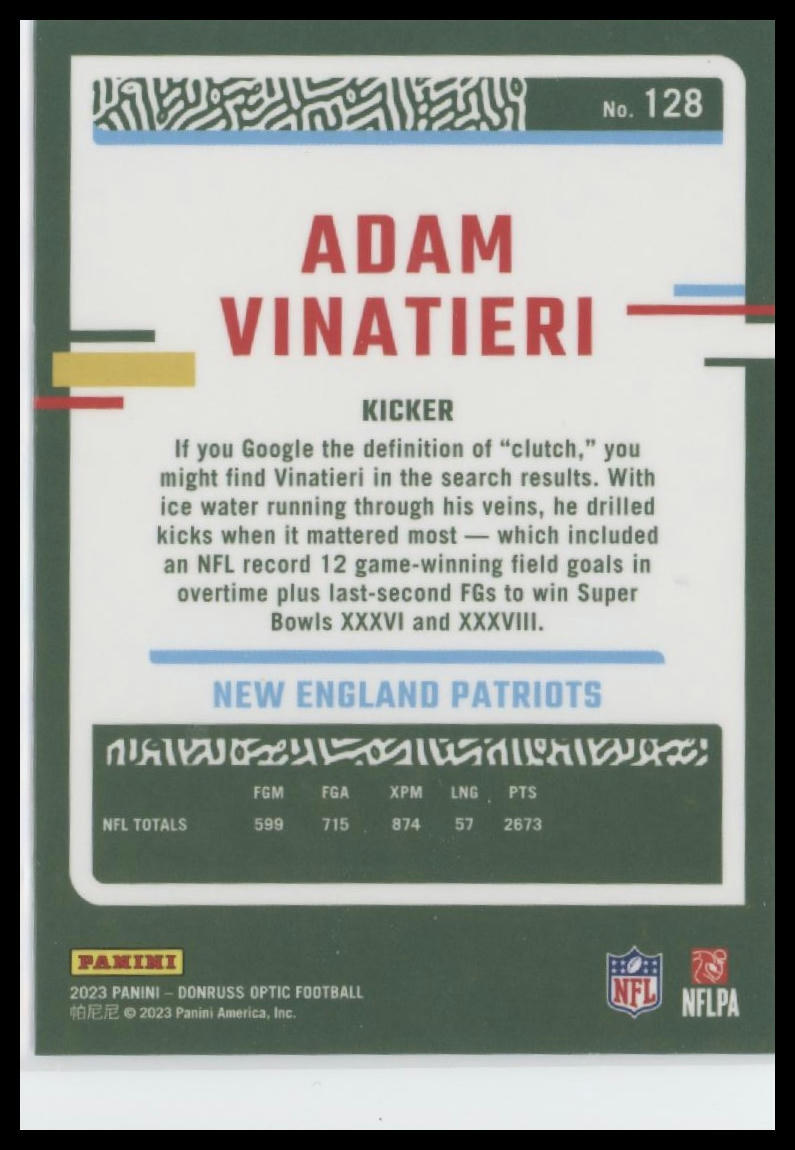 2023 Donruss Optic #128 Adam Vinatieri