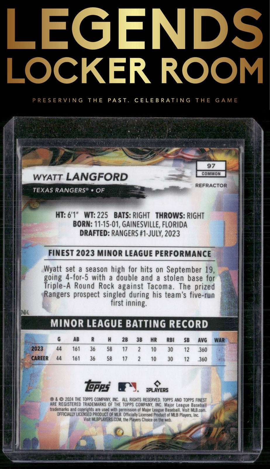 2024 Finest #97 Wyatt Langford Refractors